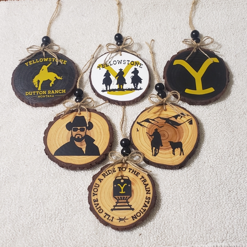 Handmade Wood Slice Ornaments "Yellowstone Edition"